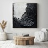 Abstrakcyjna sztuka spiralna 3D z teksturą w czerni i bieli – minimalistyczna dekoracja ścienna, wyrazisty akcent do nowoczesnych wnętrz