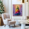 Aurora Christmas - Tęczowe świąteczne drzewko, obraz olejny, świąteczna tekstura na płótnie