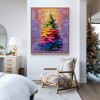 Aurora Christmas - Tęczowe świąteczne drzewko, obraz olejny, świąteczna tekstura na płótnie