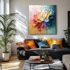 Bloom Radiance – Kolorowy, teksturowany obraz olejny z motywem kwiatowym do nowoczesnego, eleganckiego wystroju