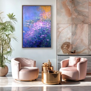 Dreamscape Garden – duży impresjonistyczny obraz olejny z kwiatami na płótnie