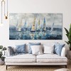 Drifting Harbor – Teksturowana, abstrakcyjna sztuka ścienna z żaglówką