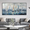 Drifting Harbor – Teksturowana, abstrakcyjna sztuka ścienna z żaglówką
