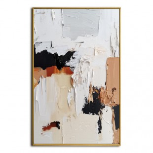 Dynamiczne neutralne barwy: współczesna sztuka impasto – czerń i biel z pomarańczowymi, beżowymi akcentami