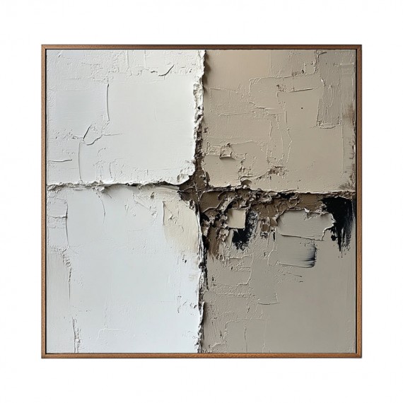 Earthy Balance-Wabi - Sabi Teksturowana abstrakcyjna sztuka ścienna | Oprawione płótno w neutralnych odcieniach do minimalistycznego wystroju domu