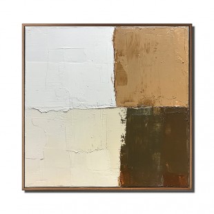 Earthy Balance – ręcznie robiony obraz Wabi – Sabi Wall Art w odcieniach ziemi – abstrakcyjny obraz dekoracyjny o teksturze 3D do wystroju wnętrz