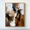 Earthy Harmony: Współczesna abstrakcyjna sztuka ścienna w stylu impasto – brązowy, czarny i biały akcent