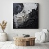 Eclipse Waves: abstrakcyjny obraz olejny 3D z teksturą w czerni i bieli – minimalistyczna sztuka ścienna, awangardowy wystrój nowoczesnych wnętrz