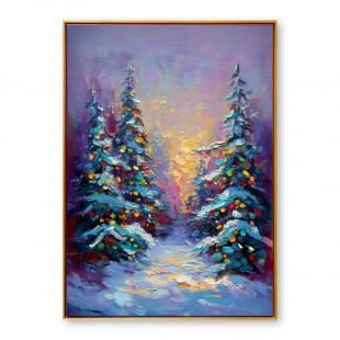 Enchanted Pines – Teksturowana choinka, obraz olejny