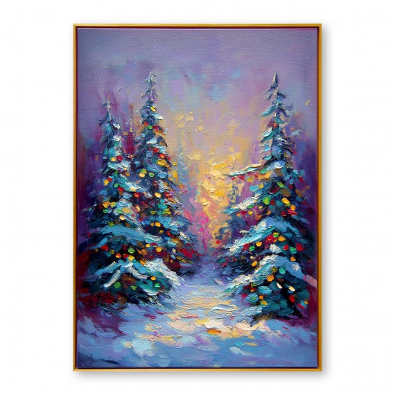 Enchanted Pines – Teksturowana choinka, obraz olejny
