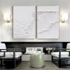 Frosted Tides – zestaw 2 minimalistycznych, białych, teksturowanych, abstrakcyjnych obrazów olejnych