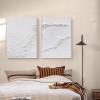 Frosted Tides – zestaw 2 minimalistycznych, białych, teksturowanych, abstrakcyjnych obrazów olejnych
