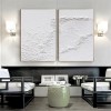 Frosted Tides – zestaw 2 minimalistycznych, białych, teksturowanych, abstrakcyjnych obrazów olejnych