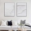 Frosted Tides – zestaw 2 minimalistycznych, białych, teksturowanych, abstrakcyjnych obrazów olejnych