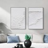 Frosted Tides – zestaw 2 minimalistycznych, białych, teksturowanych, abstrakcyjnych obrazów olejnych