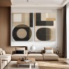 Geometryczna harmonia – nowoczesna, minimalistyczna, geometryczna abstrakcja, duży dyptyk ścienny: neutralny brązowo-czarny, oprawiony obraz na płótnie, do współczesnych wnętrz