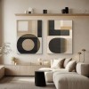 Geometryczna harmonia – nowoczesna, minimalistyczna, geometryczna abstrakcja, duży dyptyk ścienny: neutralny brązowo-czarny, oprawiony obraz na płótnie, do współczesnych wnętrz