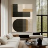 Geometryczna harmonia – nowoczesna, minimalistyczna, geometryczna abstrakcja, duży dyptyk ścienny: neutralny brązowo-czarny, oprawiony obraz na płótnie, do współczesnych wnętrz