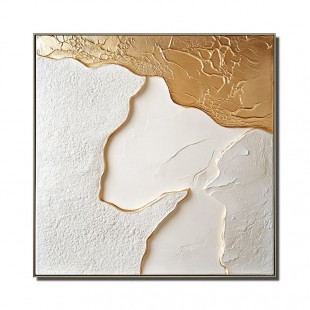 Golden Edge: abstrakcyjna sztuka 3D z teksturą w odcieniach złota i bieli – luksusowa dekoracja ścienna, nowoczesny, elegancki akcent do wyrafinowanych wnętrz