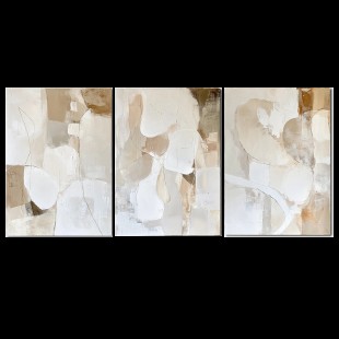 Golden Glow: Współczesny tryptyk w stylu impasto – stylowa dekoracja ścienna w odcieniach beżu i brązu