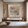 Grid Harmony-Wabi Sabi abstrakcyjny obraz w neutralnych odcieniach ziemi do salonu