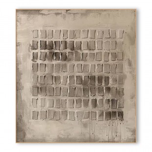 Grid Harmony-Wabi Sabi abstrakcyjny obraz w neutralnych odcieniach ziemi do salonu