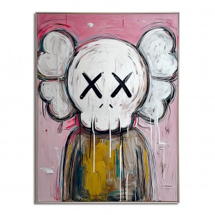 Sztuka pop-graffiti inspirowana stylem KAWS | Abstrakcyjny obraz XX-Eyes & Cloud-Ears | Ręcznie robiona dekoracja do salonu/sypialni