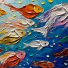Klejnoty oceanu – Kolorowa ryba Teksturowany obraz abstrakcyjny