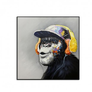 Kongo-abstrakcyjny obraz pop-art z małpą | Nowoczesna, teksturowana sztuka ścienna ze zwierzętami