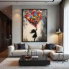 Love Lift — Graffiti Heart Balloon Girl, obraz olejny, sztuka ścienna Street Pop