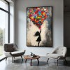 Love Lift — Graffiti Heart Balloon Girl, obraz olejny, sztuka ścienna Street Pop