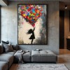 Love Lift — Graffiti Heart Balloon Girl, obraz olejny, sztuka ścienna Street Pop