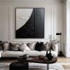 Lunar Texture: Teksturowana sztuka abstrakcyjna w kolorze czarnym i beżowym – minimalistyczna dekoracja ścienna, nowoczesny akcent do współczesnych wnętrz
