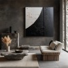 Lunar Texture: Teksturowana sztuka abstrakcyjna w kolorze czarnym i beżowym – minimalistyczna dekoracja ścienna, nowoczesny akcent do współczesnych wnętrz