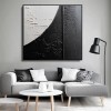 Lunar Texture: Teksturowana sztuka abstrakcyjna w kolorze czarnym i beżowym – minimalistyczna dekoracja ścienna, nowoczesny akcent do współczesnych wnętrz