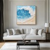 Majestatyczna fala oceaniczna: obraz na płótnie w stylu impasto z falą oceaniczną – teksturalna dekoracja ścienna z widokiem na plażę, nowoczesne, nadmorskie wnętrza domów