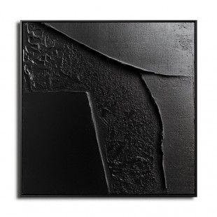Midnight Tides: Czarny, teksturowany, abstrakcyjny obraz olejny – minimalistyczna, geometryczna sztuka ścienna, nowoczesny wystrój wnętrz