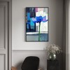 Modern Bloom - Niebieski abstrakcyjny obraz kwiatowy, gruba tekstura, minimalistyczna sztuka ścienna