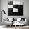Monochromatyczna harmonia: teksturowana czarno-biała, geometryczna sztuka abstrakcyjna – minimalistyczna dekoracja ścienna, wyrazisty akcent do nowoczesnych wnętrz