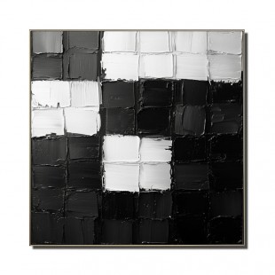 Monochromatyczna harmonia: teksturowana czarno-biała, geometryczna sztuka abstrakcyjna – minimalistyczna dekoracja ścienna, wyrazisty akcent do nowoczesnych wnętrz
