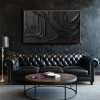 Monochromatyczna, teksturowana elegancja: Czarna, abstrakcyjna sztuka ścienna w stylu impasto – stylowy akcent do nowoczesnych domów