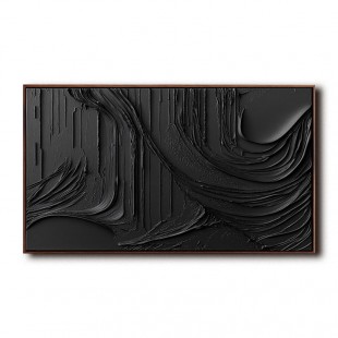 Monochromatyczna, teksturowana elegancja: Czarna, abstrakcyjna sztuka ścienna w stylu impasto – stylowy akcent do nowoczesnych domów