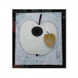 Mooncore Apple - Minimalistyczny abstrakcyjny obraz jabłka w nowoczesnej geometrycznej grafice ściennej