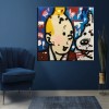 Obraz Tintina w stylu pop-art – ręcznie malowana nowoczesna sztuka ścienna w stylu komiksowym