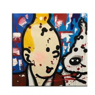 Obraz Tintina w stylu pop-art – ręcznie malowana nowoczesna sztuka ścienna w stylu komiksowym