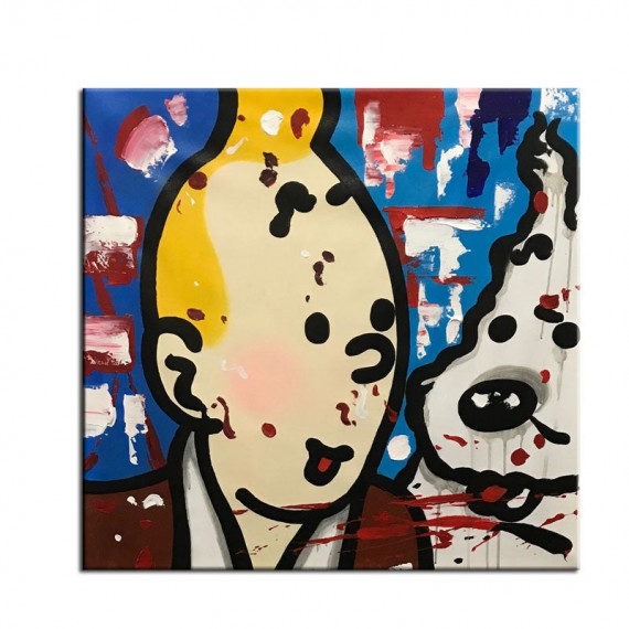 Obraz Tintina w stylu pop-art – ręcznie malowana nowoczesna sztuka ścienna w stylu komiksowym