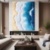 Ocean Edge: Teksturowany obraz olejny z falami oceanicznymi i plażą | Dekoracja ścienna do domu