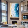 Ocean Edge: Teksturowany obraz olejny z falami oceanicznymi i plażą | Dekoracja ścienna do domu