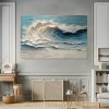 Ocean Haze – 3D teksturowany obraz olejny z falami oceanicznymi, impasto na ścianę z widokiem na morze do wystroju domu
