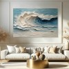 Ocean Haze – 3D teksturowany obraz olejny z falami oceanicznymi, impasto na ścianę z widokiem na morze do wystroju domu